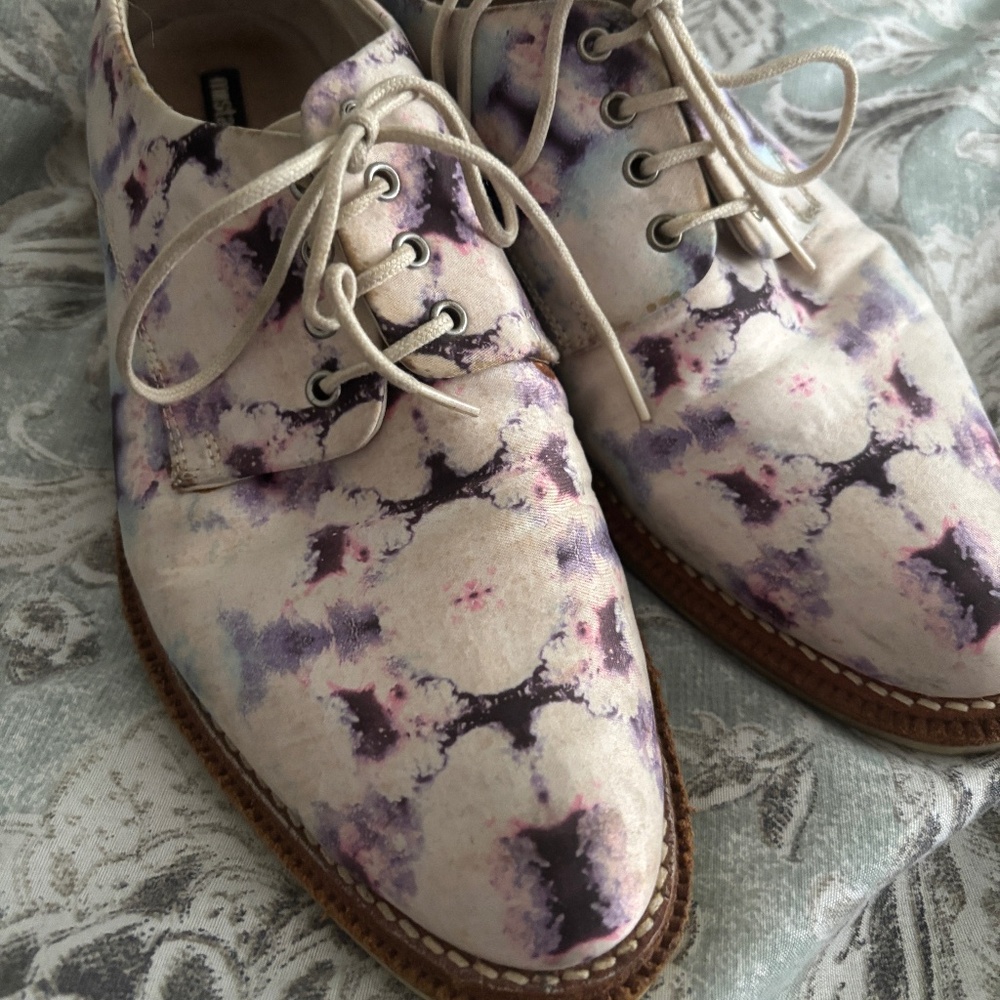 Miista Zoe floral dye silk lace up shoes size 39 perfect for Spring